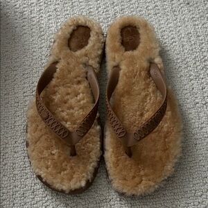 UGG Tan Fluffy Sandals